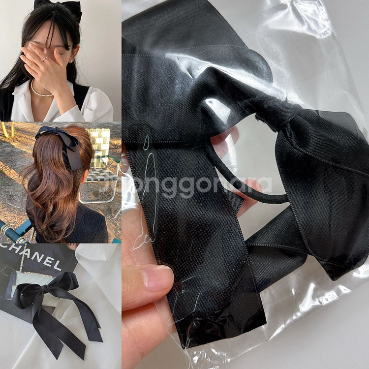 [새상품] 새틴 리본 헤어끈 발레리나 포니테일--4