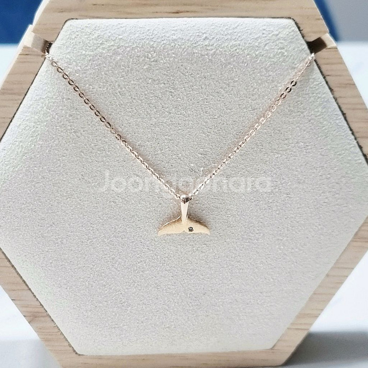 18k고래 꼬리 목걸이42cm 핑크골드--1