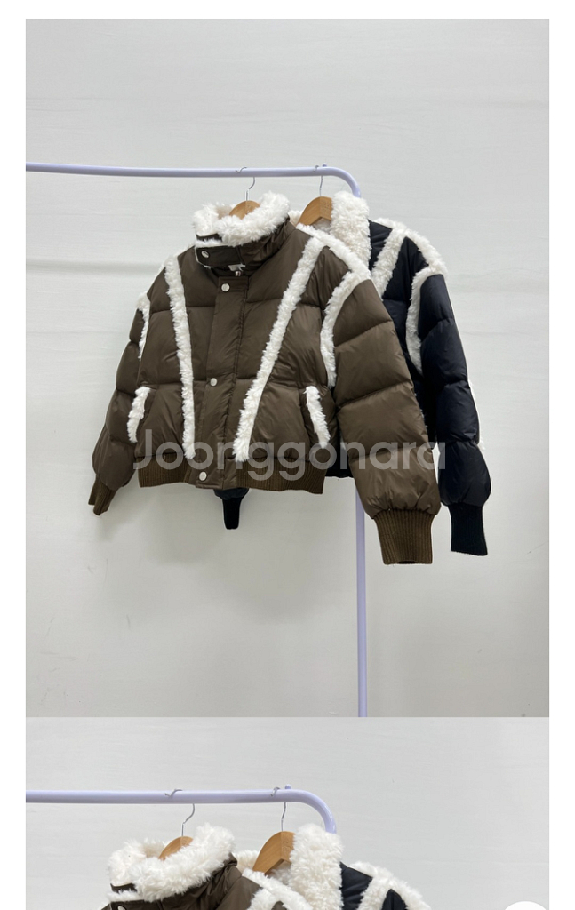 무스탕 덕다운 패딩 블랙(1번착용)(정가9만원대)--2