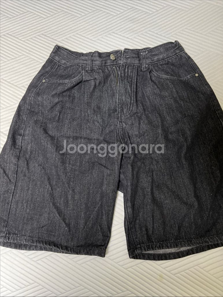 굿라이프웍스 와이드 원턱 워시드 데님팬츠 블랙--1
