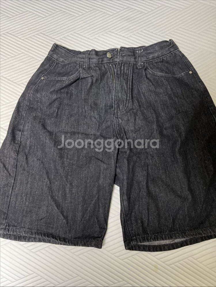 굿라이프웍스 와이드 원턱 워시드 데님팬츠 블랙--3