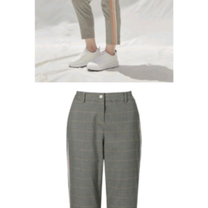 헤지스골프 여성 카멜 라인배색 배기핏 바지