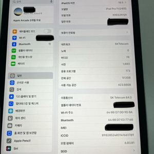 아이패드프로11 2세대 512GB 와이파이+셀룰러