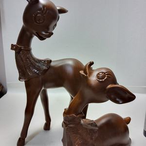 목각 아기사슴 한쌍 높이32cm 높이19cm