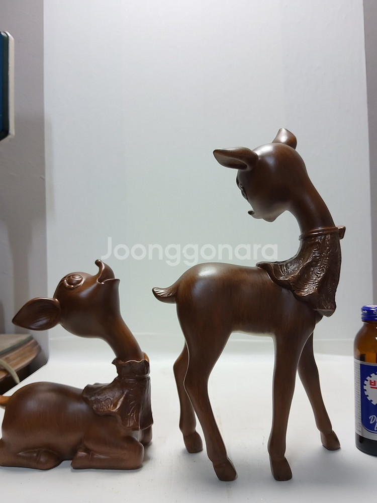 목각 아기사슴 한쌍 높이32cm 높이19cm--3