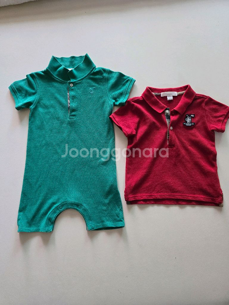 버버리 아기 롬퍼 + 반팔티 세트--0