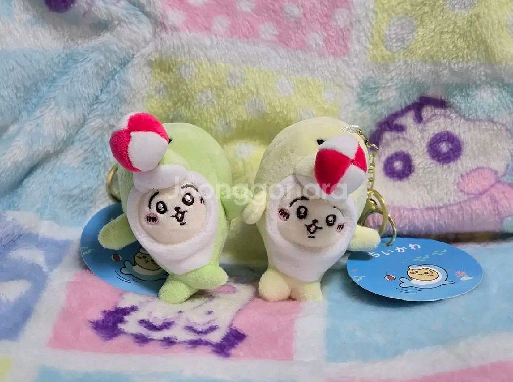 치이카와 돌고래 우사기 키링 인형 연두 노랑--0
