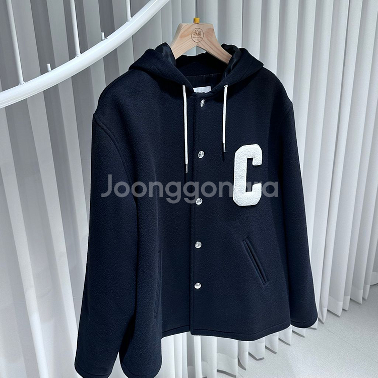 52 / 셀린느 백로고 울 칼리지 후드 코트 자켓--2