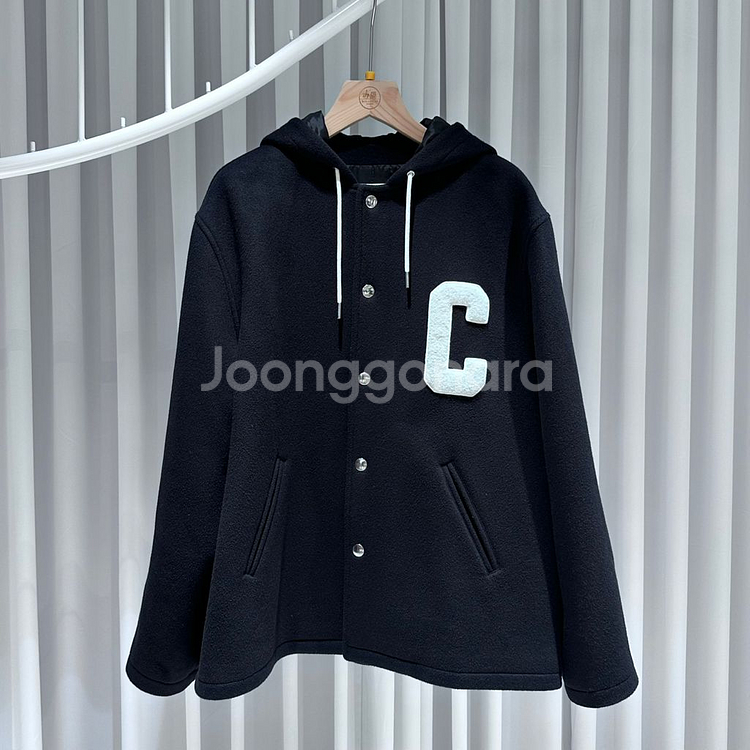 52 / 셀린느 백로고 울 칼리지 후드 코트 자켓--1