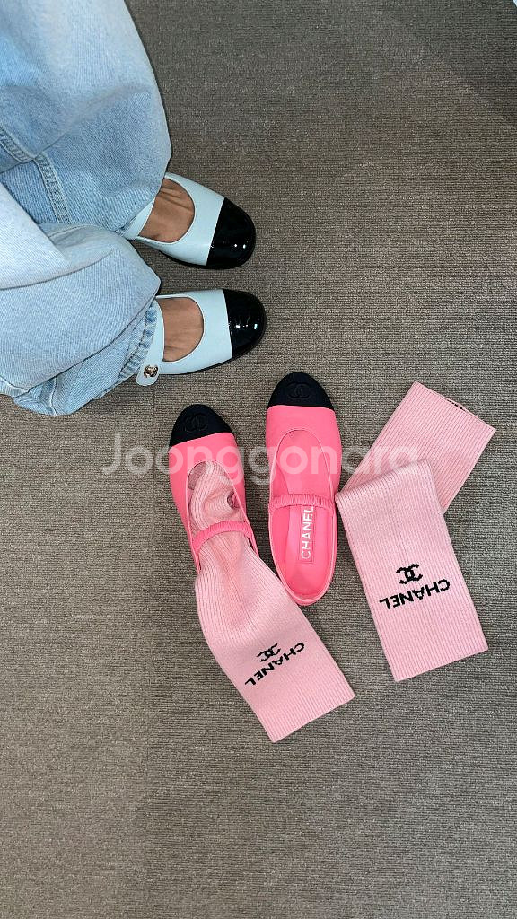 샤넬 발레리나+워머 블랙핑크 색상--1