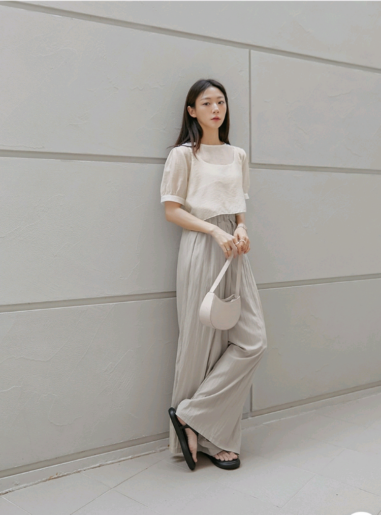 커먼유니크 뷔스티에 블라우스 세트 하객룩 이미지