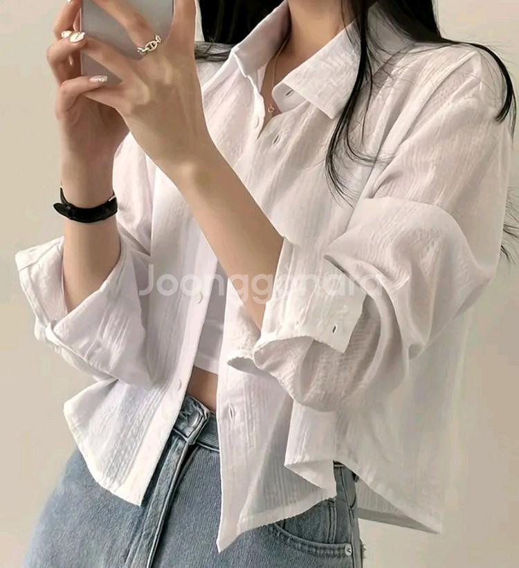 흰색 크롭 셔츠.새상품.66사이즈--0