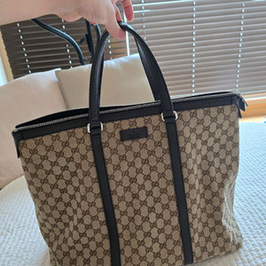 정품 구찌 슈프림 캔버스 빅 지퍼 토트백 449170