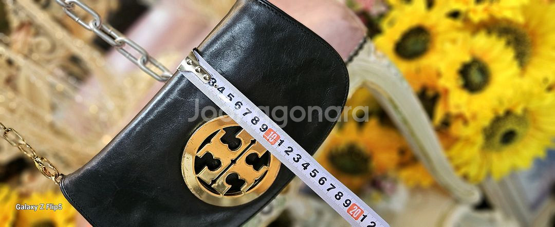 토리버치 블랙 가죽 체인 숄더백--3