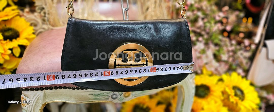 토리버치 블랙 가죽 체인 숄더백--2