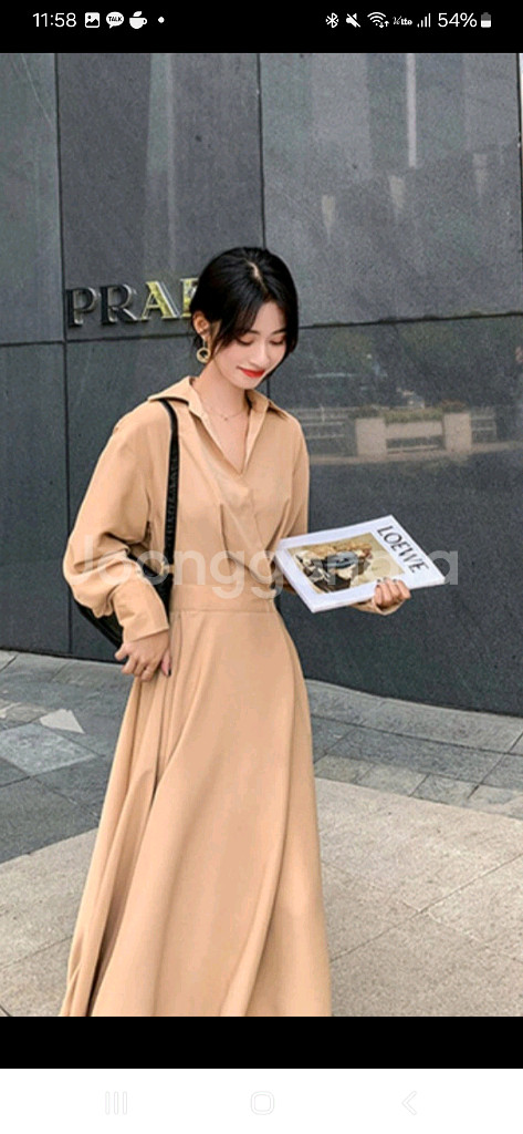 셔츠 랩롱원피스 베이지 L. 66--3