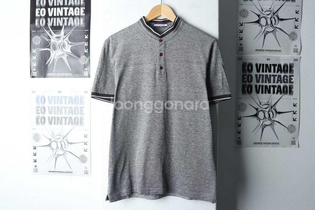 (XL) 브랜드빈티지 반팔 카라 티셔츠 헨리넥 린넨--1