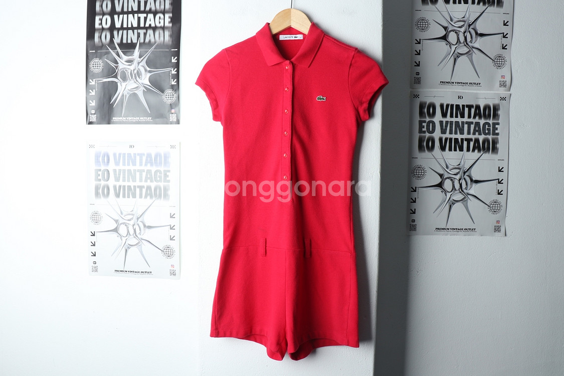 W(M) 라코스테 반팔 카라 티셔츠 핑크 바디슈트--1