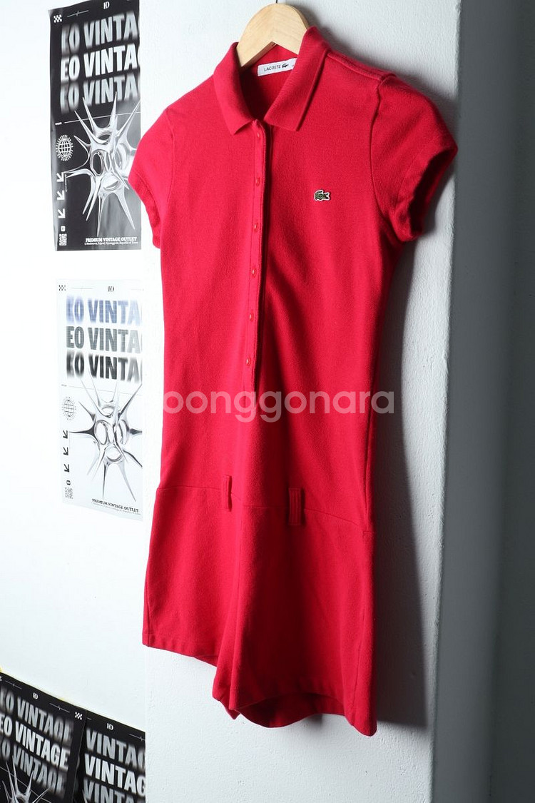 W(M) 라코스테 반팔 카라 티셔츠 핑크 바디슈트--0