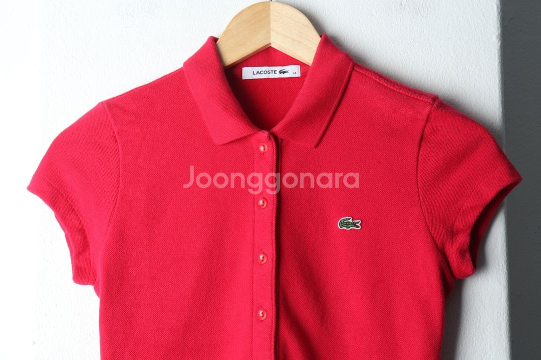 W(M) 라코스테 반팔 카라 티셔츠 핑크 바디슈트--2