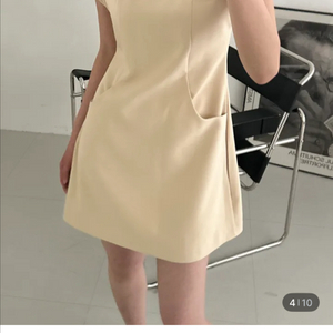 오브더나인 로이버 캡소매 미니 원피스