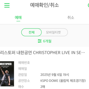 크리스토퍼 내한공연 스탠딩 티켓