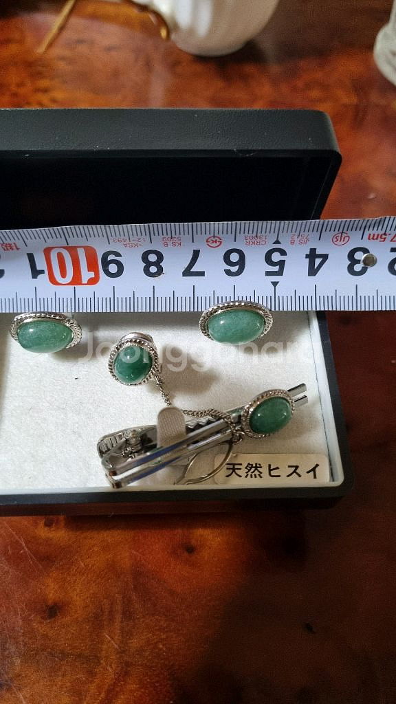 부모유품천연비취넥타이커프스핀세트--2