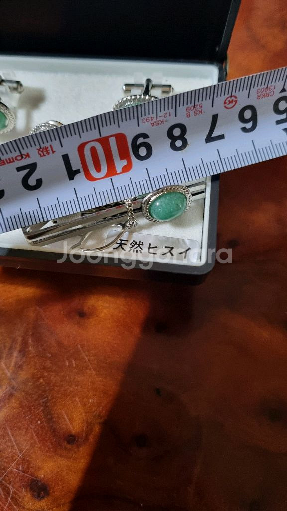 부모유품천연비취넥타이커프스핀세트--3