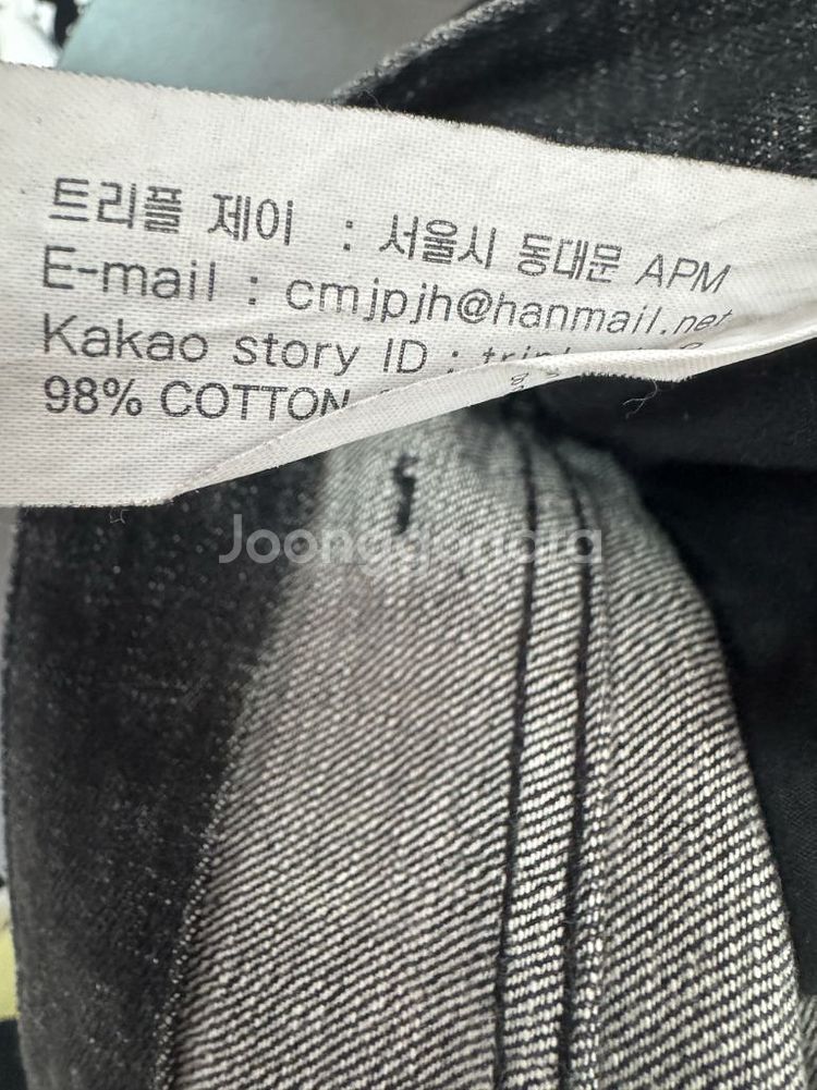 트리플제이 데미지 워싱 찢청 흑청 빈티지 데님팬츠 L--4