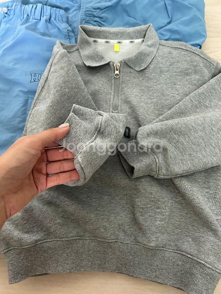 히로 윈드브레이커 스카이블루+블랭크 하프 카라집업--2
