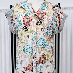 벨리걸 블라우스 V넥 프린트 여름블라우스