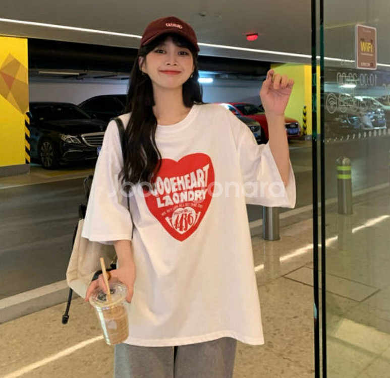 굿하트 반팔티 (새상품,s-m사이즈)--1