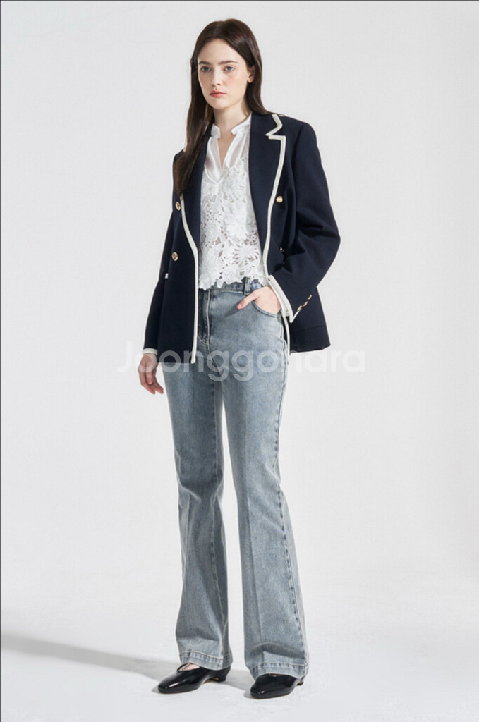 한섬 오브제 워시드 부츠컷 데님 팬츠 - 미착용 새상품--0