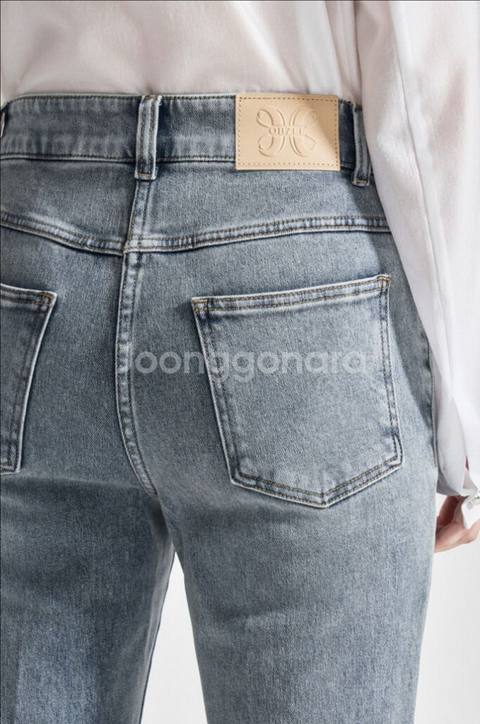 한섬 오브제 워시드 부츠컷 데님 팬츠 - 미착용 새상품--4