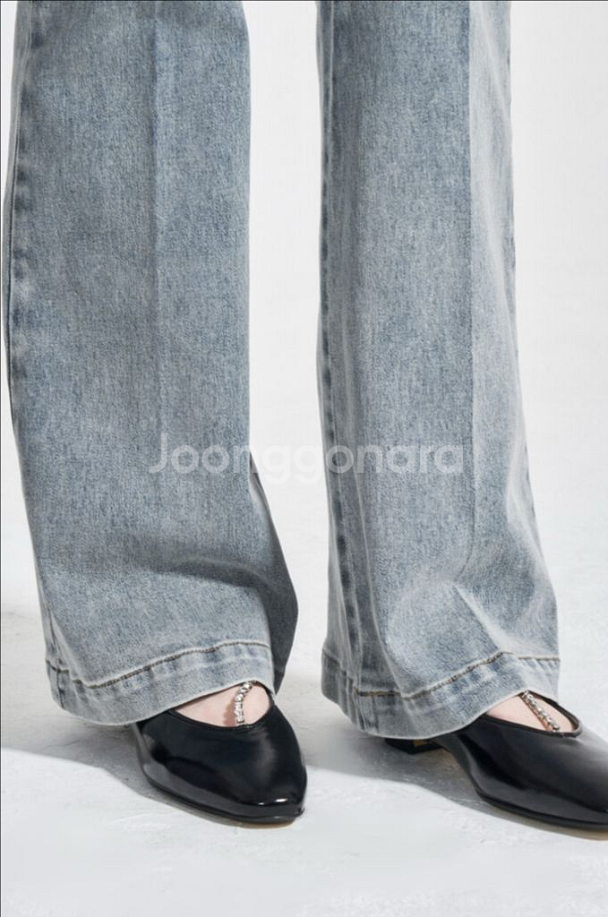 한섬 오브제 워시드 부츠컷 데님 팬츠 - 미착용 새상품--5