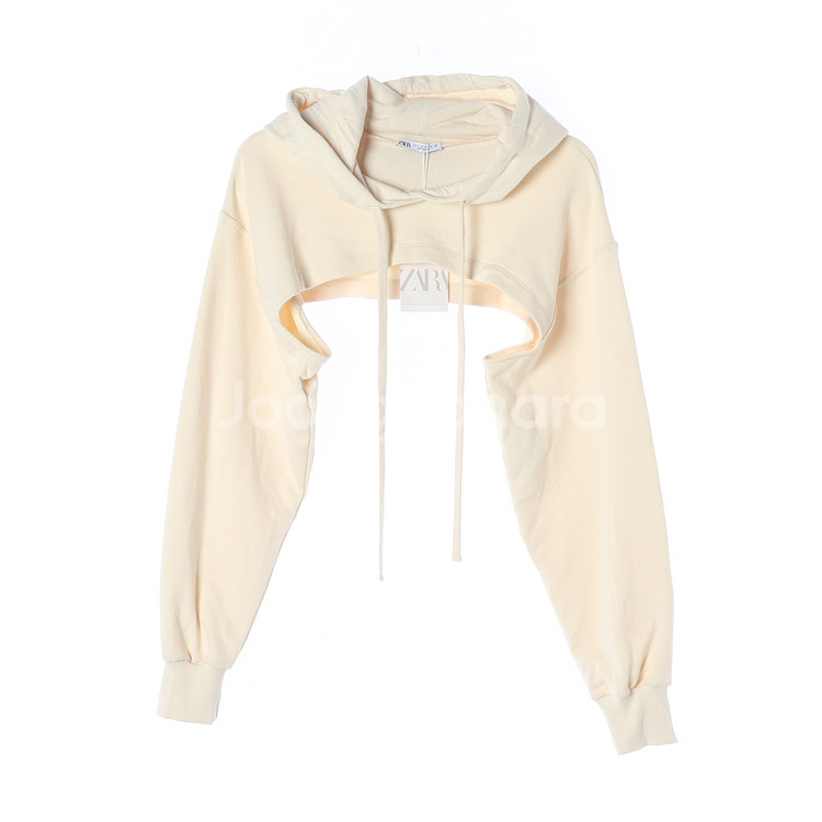 (새상품)[L]자라 크림 긴팔 크롭 후드티 셋업 후디--0