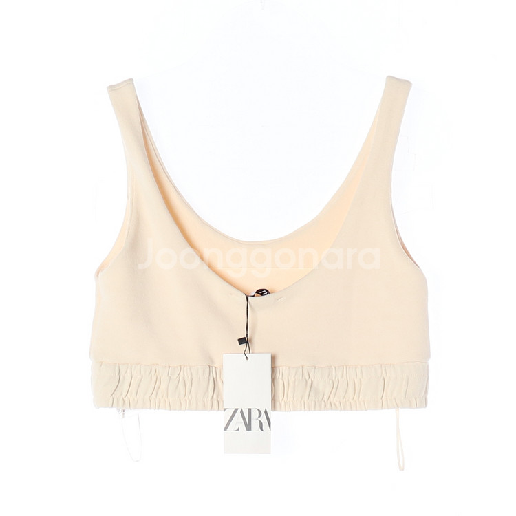 (새상품)[L]자라 크림 밴딩 민소매 브라탑 셋업 나시--3