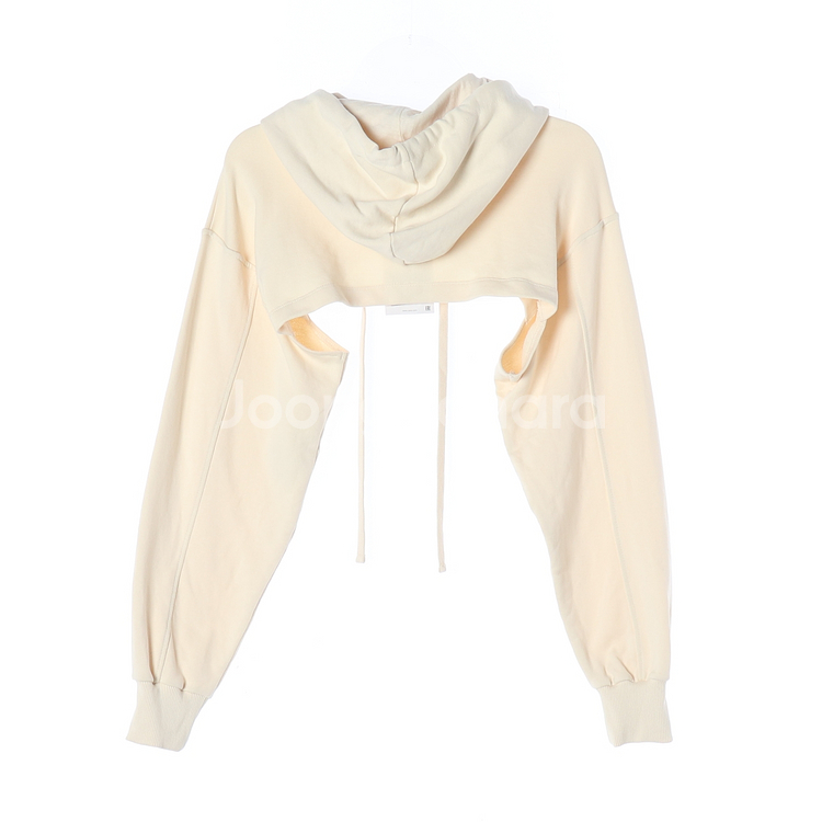 (새상품)[L]자라 크림 긴팔 크롭 후드티 셋업 후디--3