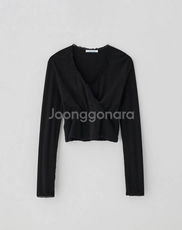 타낫 Cotton wrap frill t-shirt블랙--0