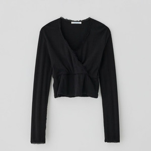 타낫 Cotton wrap frill t-shirt블랙