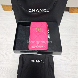 정품 샤넬 19 금장 램스킨 폰케이스 카드홀더