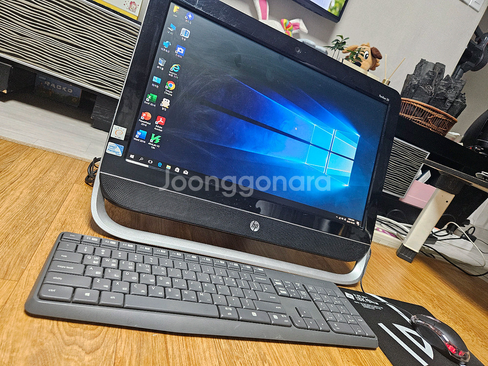 HP 일체형PC, 로지텍키보드 마우스 패드 인강 사무용--0