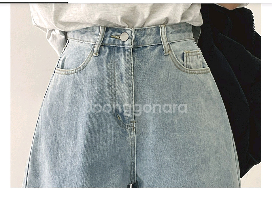 널널핏 데님 연청 5부 반바지--0