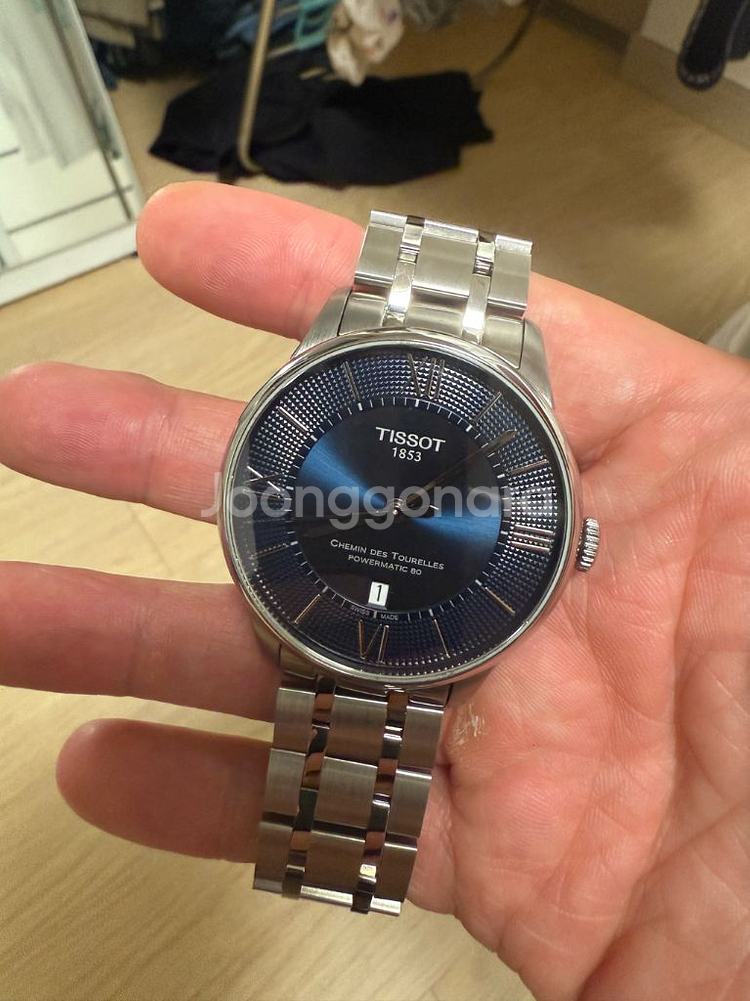 티쏘 슈망 데 뚜렐 블루 42mm 새상품급 팝니다--2