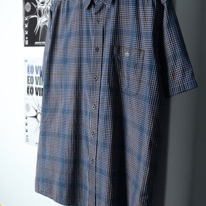 (XL) 라코스테 반팔셔츠 남방 체크 블루
