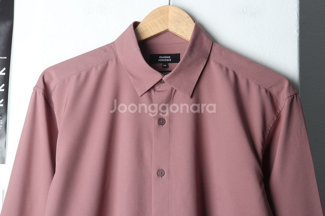 (M) 무신사 스탠다드 셔츠 남방 버건디 무지 솔리드--2
