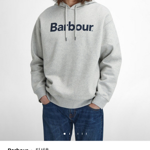 Barbour 남성 그레이 기모 후드티셔츠