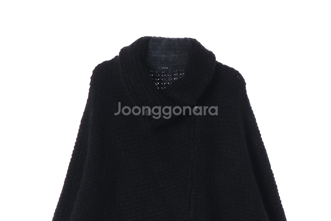 [S]시스템 모헤어 블랙 사선 집업 루즈핏 니트 가디건--1