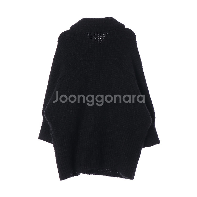 [S]시스템 모헤어 블랙 사선 집업 루즈핏 니트 가디건--3