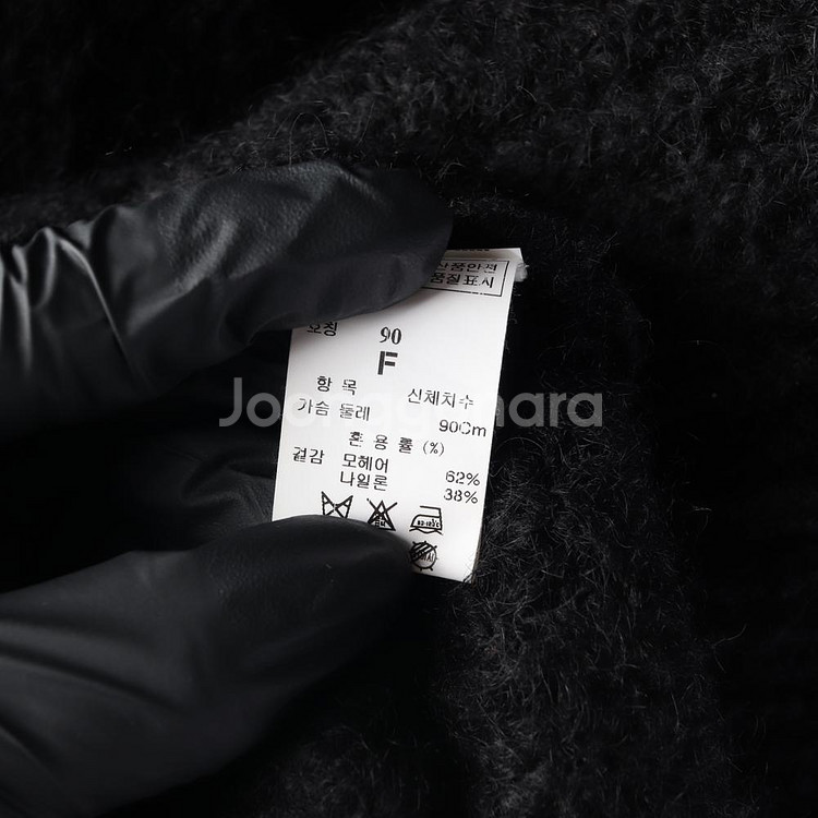[S]시스템 모헤어 블랙 사선 집업 루즈핏 니트 가디건--5